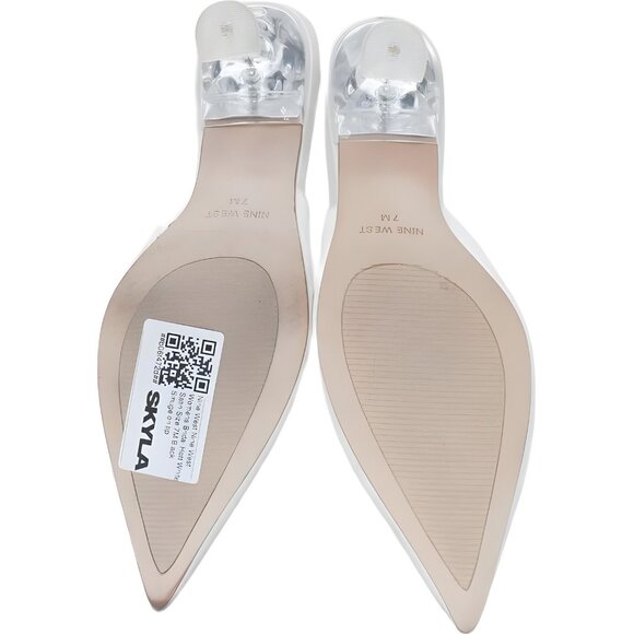 Nine West Hott White Satin Pointed-Toe Mule Pumps Bridal Slip-On Women's US 7M - Picture 6 of 6